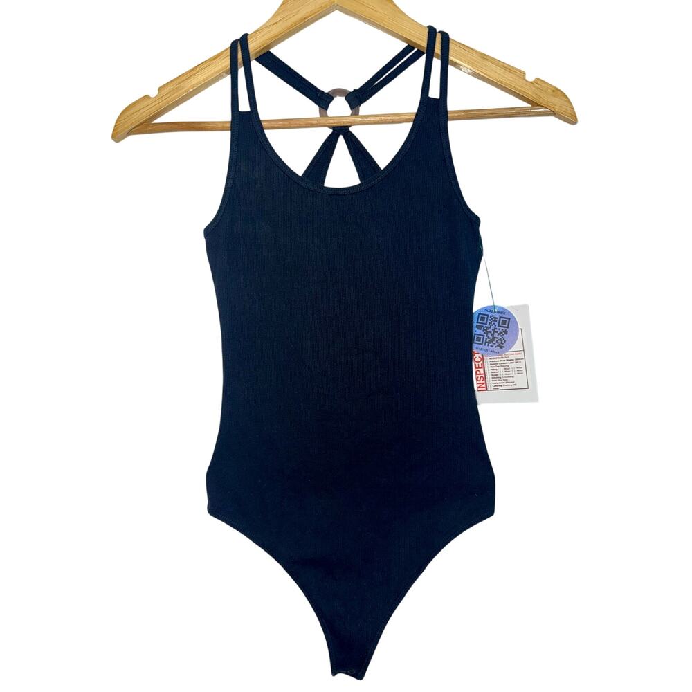 Abercrombie & Fitch Black Ribbed Knit Sleeveless Tank Bodysuit Top Womens Size S